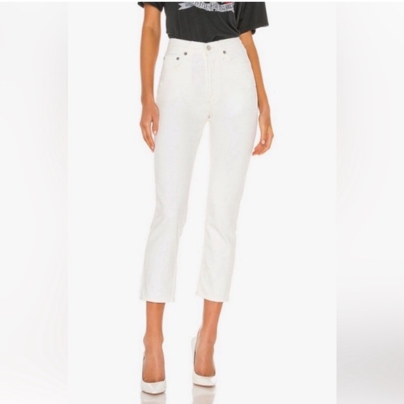 AGOLDE Riley High Rise Crop White Denim Jeans 27 - Picture 1 of 9